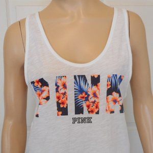 VS PINK Tank Top XS White Flower Graphic